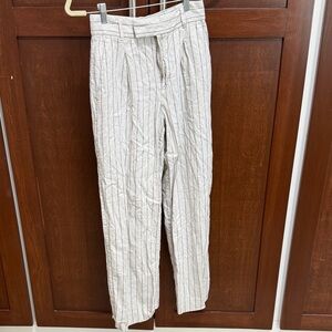 Banana Republic Cream Pinstripe Linen-Blend Chinos